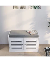 Modern Shoe Organizer Bench with Two-Compartment Storage