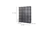 Slickblue 20-Cube Stackable Plastic Organizer Shelves, Multifunctional Modular Closet Cabinet with Hanging Rod in Grey