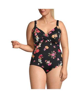 Lands' End Plus Size V-Neck Wrap Midkini Swimsuit Top