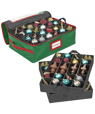 Florida Brands Under bed Christmas Ornament Storage Box with Dividers, 2 Individual Removable Trays Fits Up to 48-3”