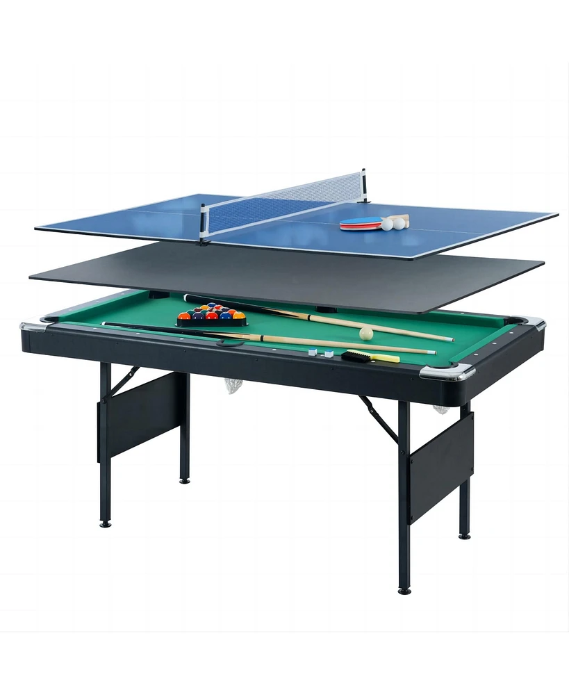 Streamdale Furniture 3-in-1 Multifunctional Game Table Billiards, Table Tennis, and Dining