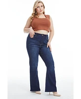 Bayeas Women's High Rise Flare Jeans Dark Wash