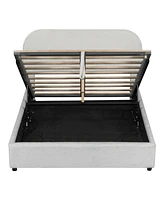 Teddy Fleece Full Size Upholstered Platform Bed with Hydraulic Storage System, Gray