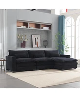 Streamdale Furniture Modular L-Shape Sofa with Ottoman, Usb Port, Cup Holders, Storage, Comfortable 3-Seater