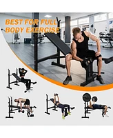 Slickblue Weight Bench Press Set with Squat Rack Essential Home Gym Equipment for Full-Body Workouts