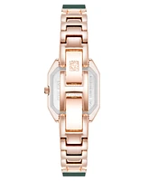 Anne Klein Women's Quartz Premium Crystal Green Enamel and Rose Gold-Tone Alloy Metal Bangle Watch, 23mm