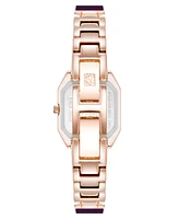 Anne Klein Women's Quartz Premium Crystal Burgundy Enamel and Rose Gold-Tone Alloy Metal Bangle Watch, 23mm