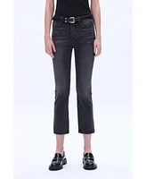 Bayeas Women's Elaine High Rise Crop Flare Jeans Black Ice