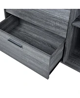 Mid-Century Modern Cabinet with Faux Wood and Storage