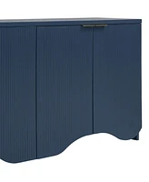 Vertical Stripes and Wavy Design of a Four-Door Cabinet Cabinet Suitable for Hallway, Entryway, Living Room
