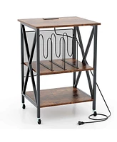 Costway Record Player Stand Vinyl Storage Table Holds Up to 121 Records