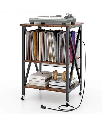 Costway Record Player Stand Vinyl Storage Table Holds Up to 121 Records