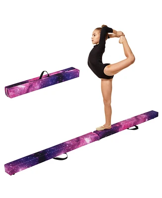 Hongge 7 Feet Folding Portable Floor Balance Beam with Handles for Gymnasts