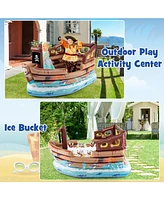 Hongge Inflatable Pirate Ship Playhouse with Built-in Motor and Inflatable Toy Sword