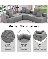 Luxury Boucle L-Shaped Sectional Sofa Bed: Spacious and Convertible