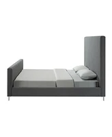 Inspired Home Stefania Linen Platform Bed Queen Size