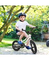 Hongge 12 Inch Kids Bike Children Bicycle with Training Wheels for 3-4 Years Old-White