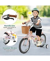 Hongge 16 Inch Kids Bike Retro Bicycle with Adjustable Height and Basket for Ages 4-7 Years Old-16 inches