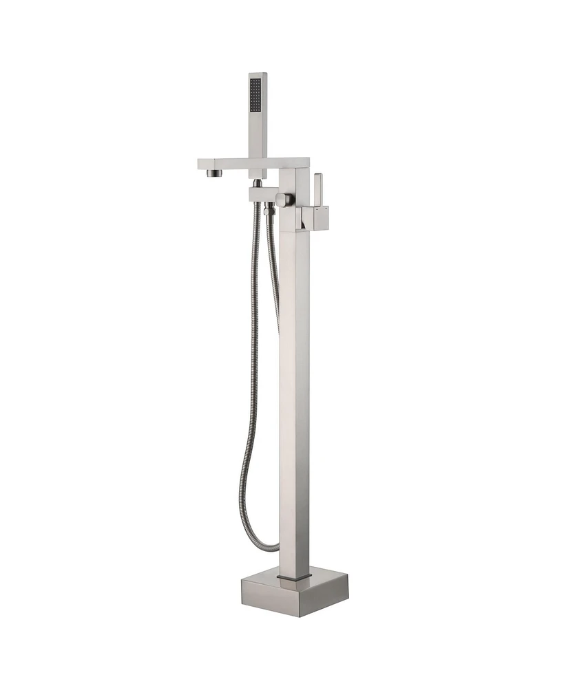 Mondawe Single-Handle Freestanding Bathtub Faucet with Hand Shower(Brush Nickel)