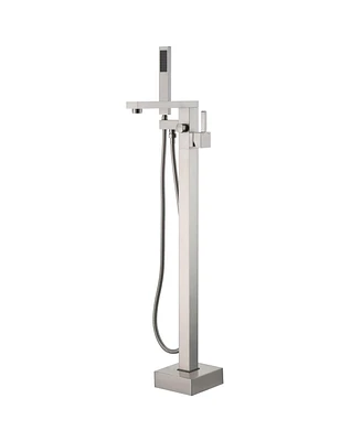 Mondawe Single-Handle Freestanding Bathtub Faucet with Hand Shower(Brush Nickel