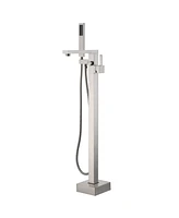 Mondawe Single-Handle Freestanding Bathtub Faucet with Hand Shower(Brush Nickel)