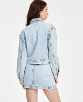 Steve Madden Women's Glacia Tweed-Texture Denim Jacket