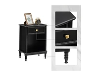 gaomon Nightstand with Drawer and Storage Shelf, Wooden End Table Side Table for Bedroom Living Room College Dorm (Black)