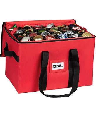Florida Brands Christmas Storage Box with Adjustable Dividers and 4 Trays - Stores Up to 96 - 3" Ornaments