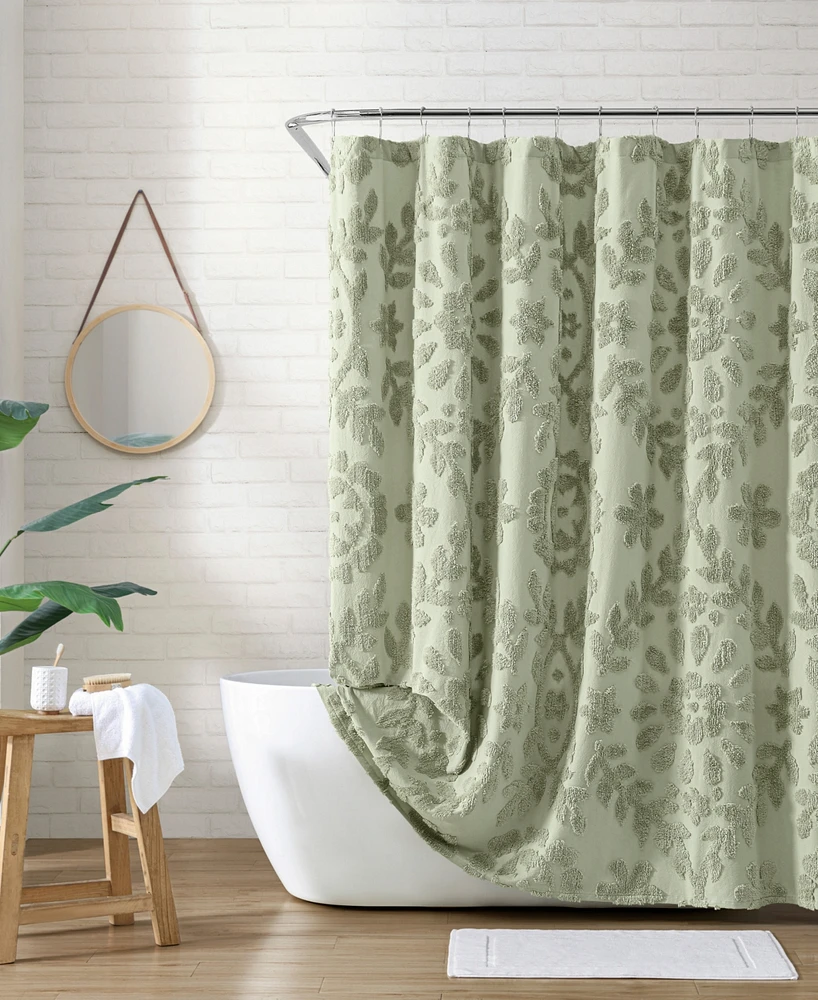 Peri Home Chenille Laurel Cotton Shower Curtain, 72" x