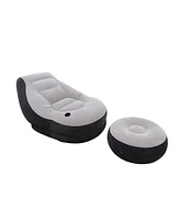 Intex Inflatable Ultra Lounge Chair With Cup Holder & Ottoman Set, Gray (5 Pack)