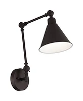 360 Lighting Wray Industrial Adjustable Swing Arm Wall Lamp Rich Bronze Metal Hardwired Light Fixture Up Down for Bedroom Bedside House Reading Living