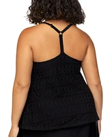 Island Escape Plus Crochet Racer-Back Tankini, Exclusively at Macy's