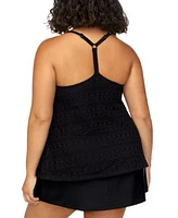 Island Escape Plus Size Crochet Racer Back Tankini Plus Size Tummy Control Swim Skirt Exclusively At Macys