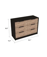 Egeo 4 Drawers Dresser, Superior Top, Black / Pine