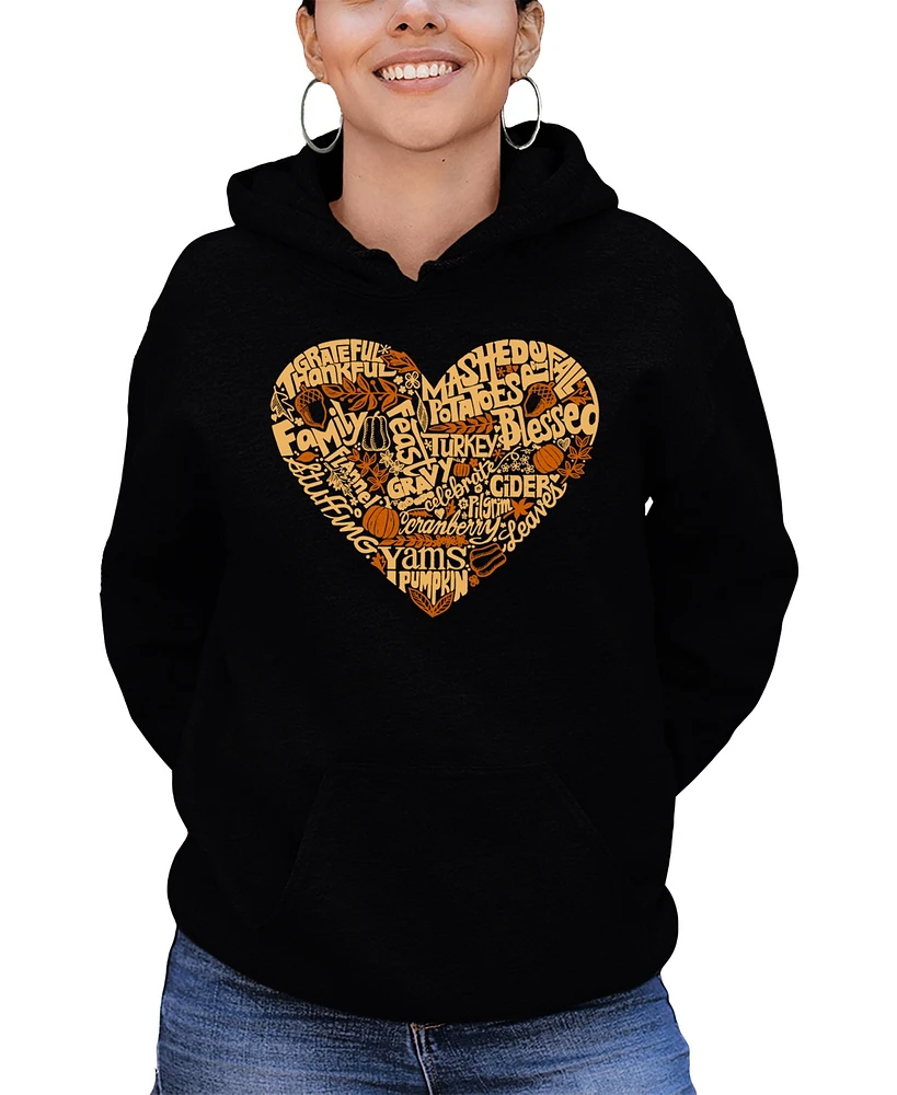 La Pop Art Women's Thanksgiving Heart Word Hooded Sweatshirt