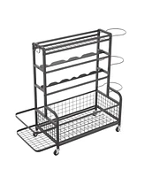 Streamdale Furniture 4-Tier Metal Sports Gear Organizer with Rolling Wheels