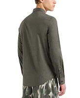 A|X Armani Exchange Men's Long Sleeve Grid-Print Stretch Button Front Shirt