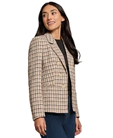 Jones New York Women's Faux-Double Breasted Plaid Jacket