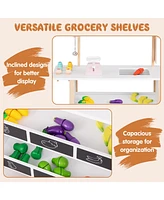Hongge Kids Wooden Ice Cream Cart with Chalkboard and Storage for over 3 Years Old