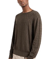 A|X Armani Exchange Men's Jacquard Allover Debossed Logo Crewneck Sweater