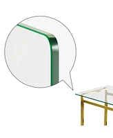 Rectangular Glass Dining Table With Golden Chrome Legs