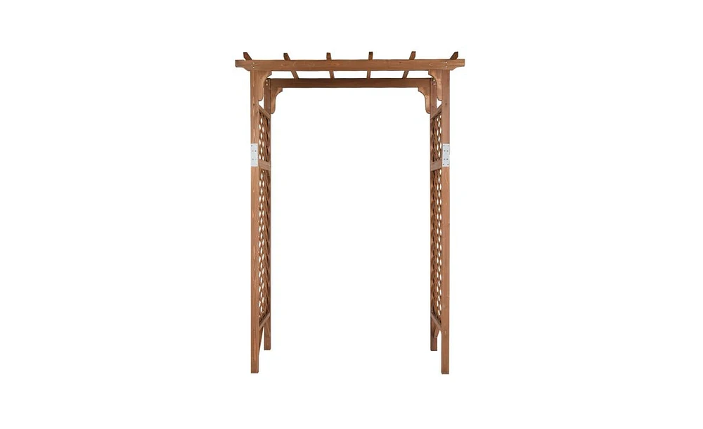 Slickblue Beautiful And Practical Flat-Topped Wooden Arch Garden Arch Dark Brown