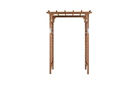 Slickblue Beautiful And Practical Flat-Topped Wooden Arch Garden Arch Dark Brown