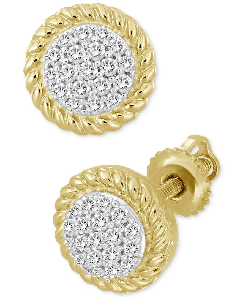 Diamond Rope-Framed Circle Stud Earrings (1/4 ct. t.w.) in 10k Gold