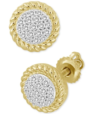 Diamond Rope-Framed Circle Stud Earrings (1/4 ct. t.w.) in 10k Gold