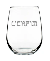 Bevvee L'chaim Hebrew Cheers - Stemless Wine Glass