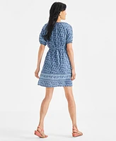 Style & Co Women's Printed Split-Neck Gauze Belted Shirtdress, Exclusively at Macy's