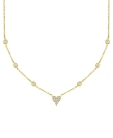 Diamond Heart Cluster & Bezel Accent Pendant Necklace (1/5 ct. t.w.) in 14k Gold, 16" + 2" extender