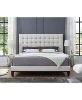 Inspired Home Telford Linen Button Tufted Platform Bed King Size