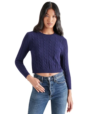 Steve Madden Women's Jeany Bow Back Cable Knit Sweater